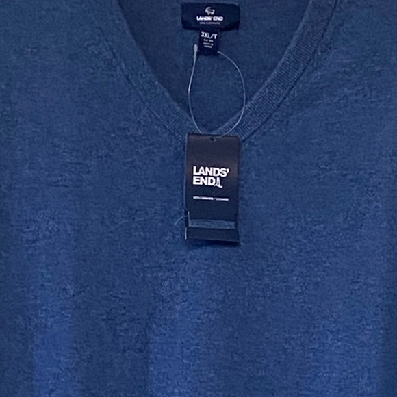 Lands End Men’s Cashmere V-Neck Sweater Medium Blue - Picture 7 of 12